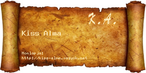 Kiss Alma névjegykártya